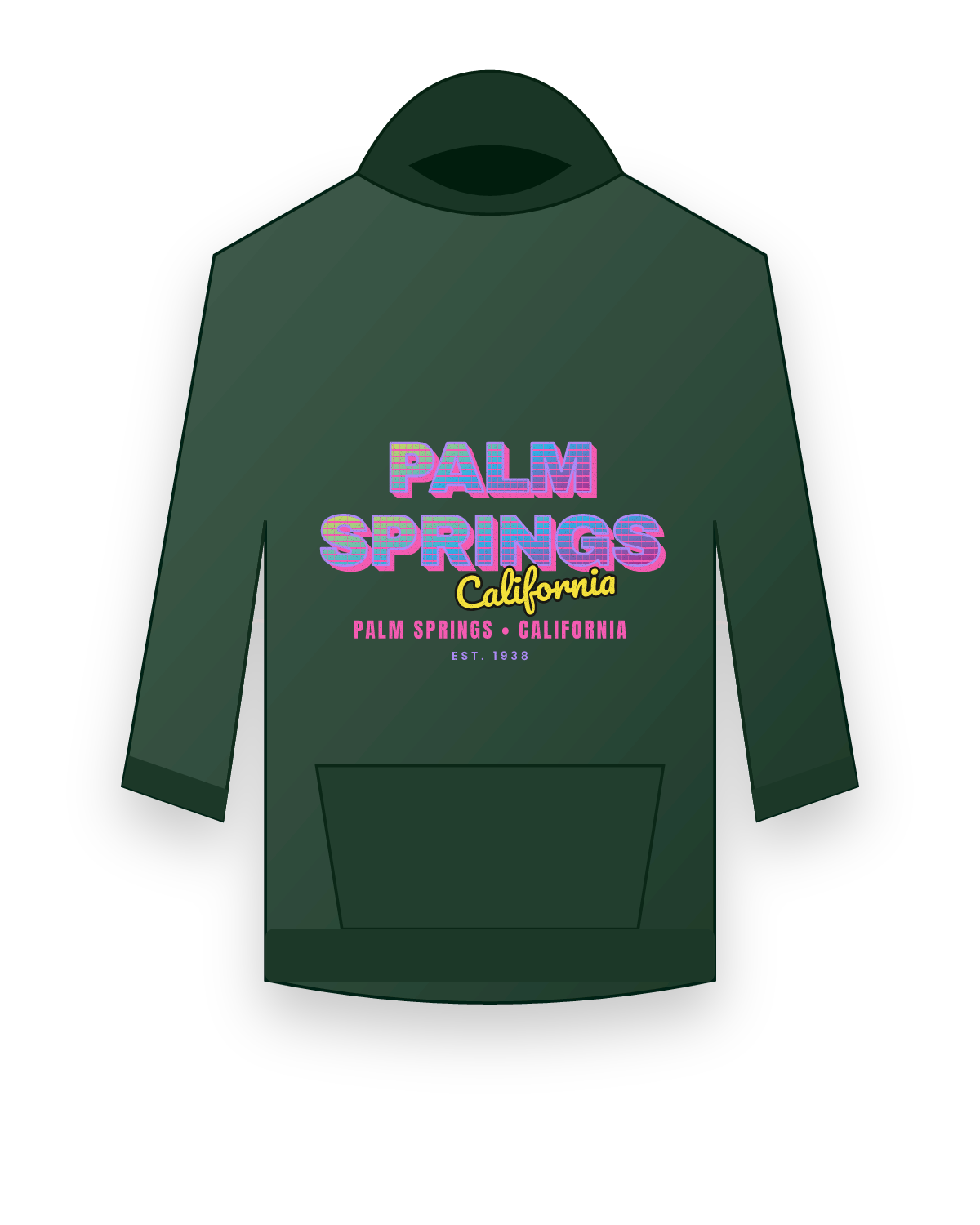 Palm Springs Music TV Hooded Sweatshirt in Forest Green