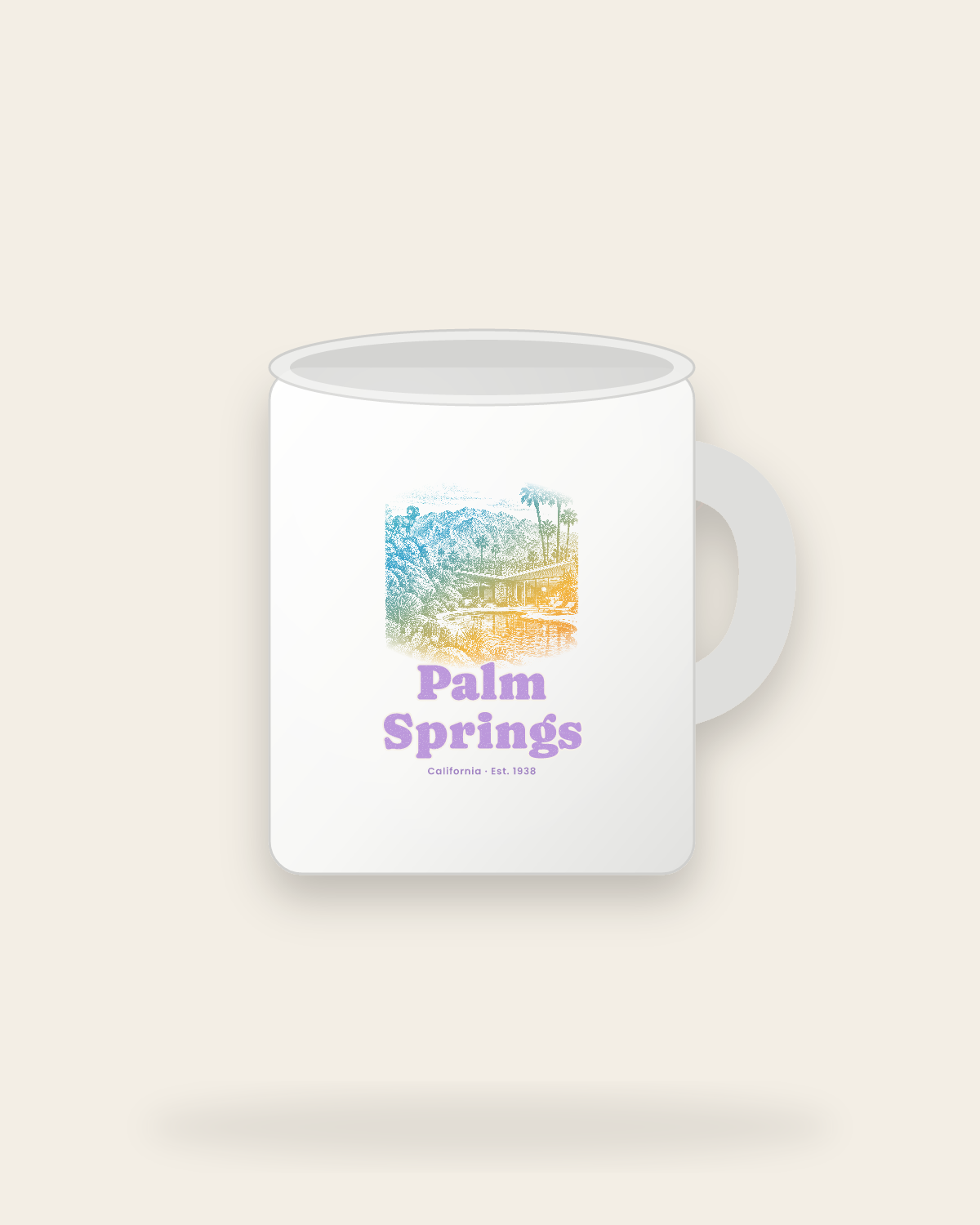 Palm Springs Modern Oasis Ceramic Mug 11oz in White