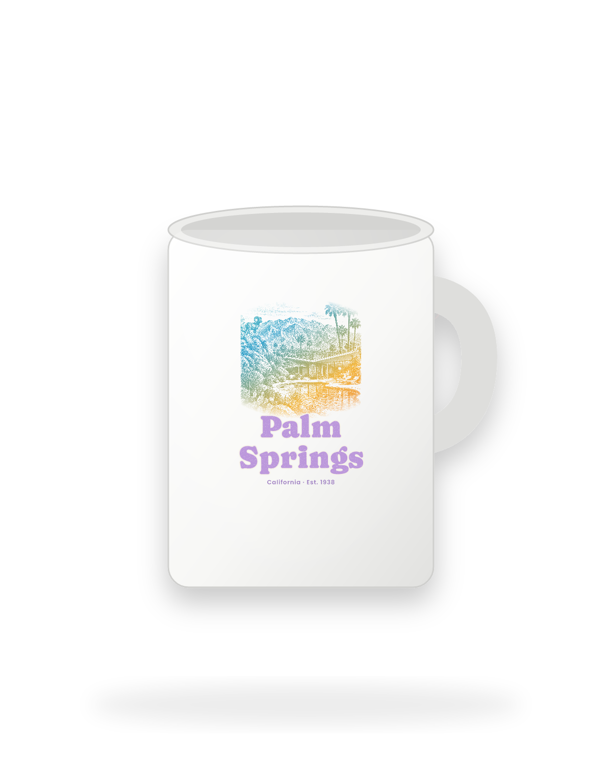 Palm Springs Modern Oasis Ceramic Mug 15oz in White