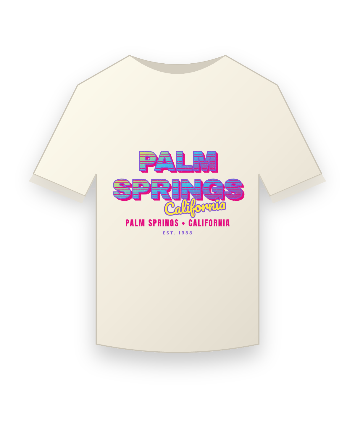 Palm Springs Music TV Vintage Wash Tee in Ivory