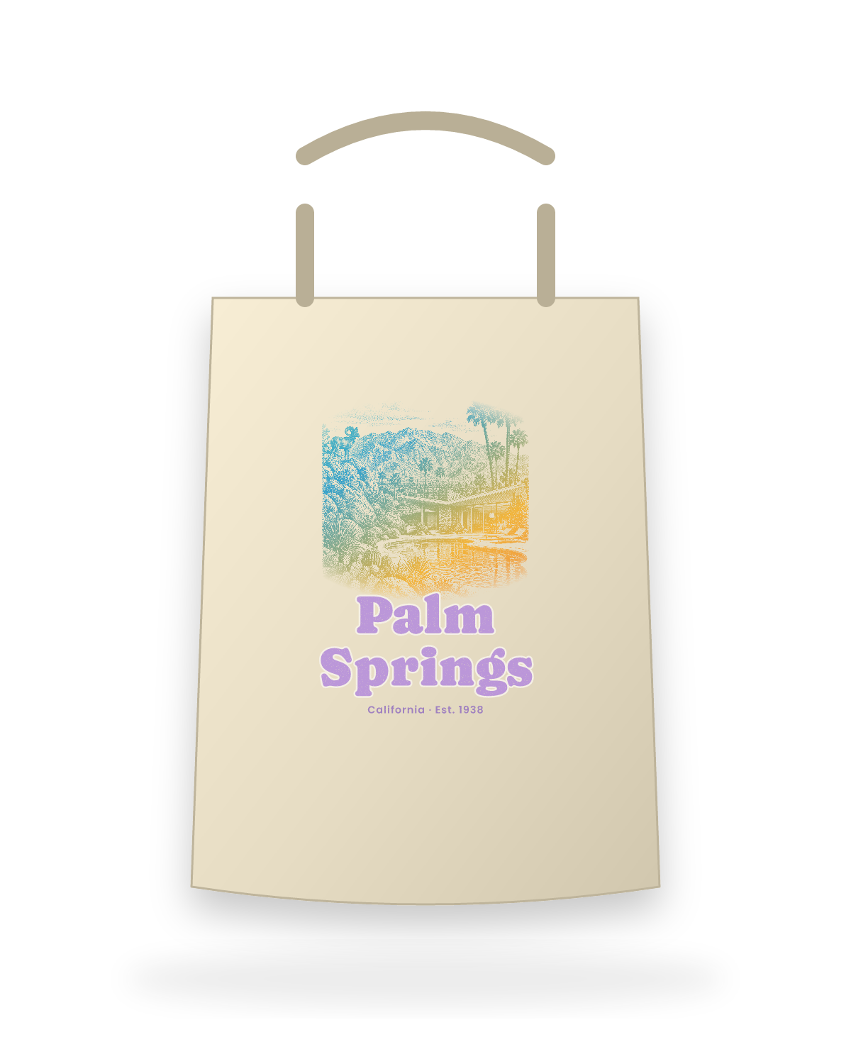 Palm Springs Modern Oasis Canvas Tote in Beige