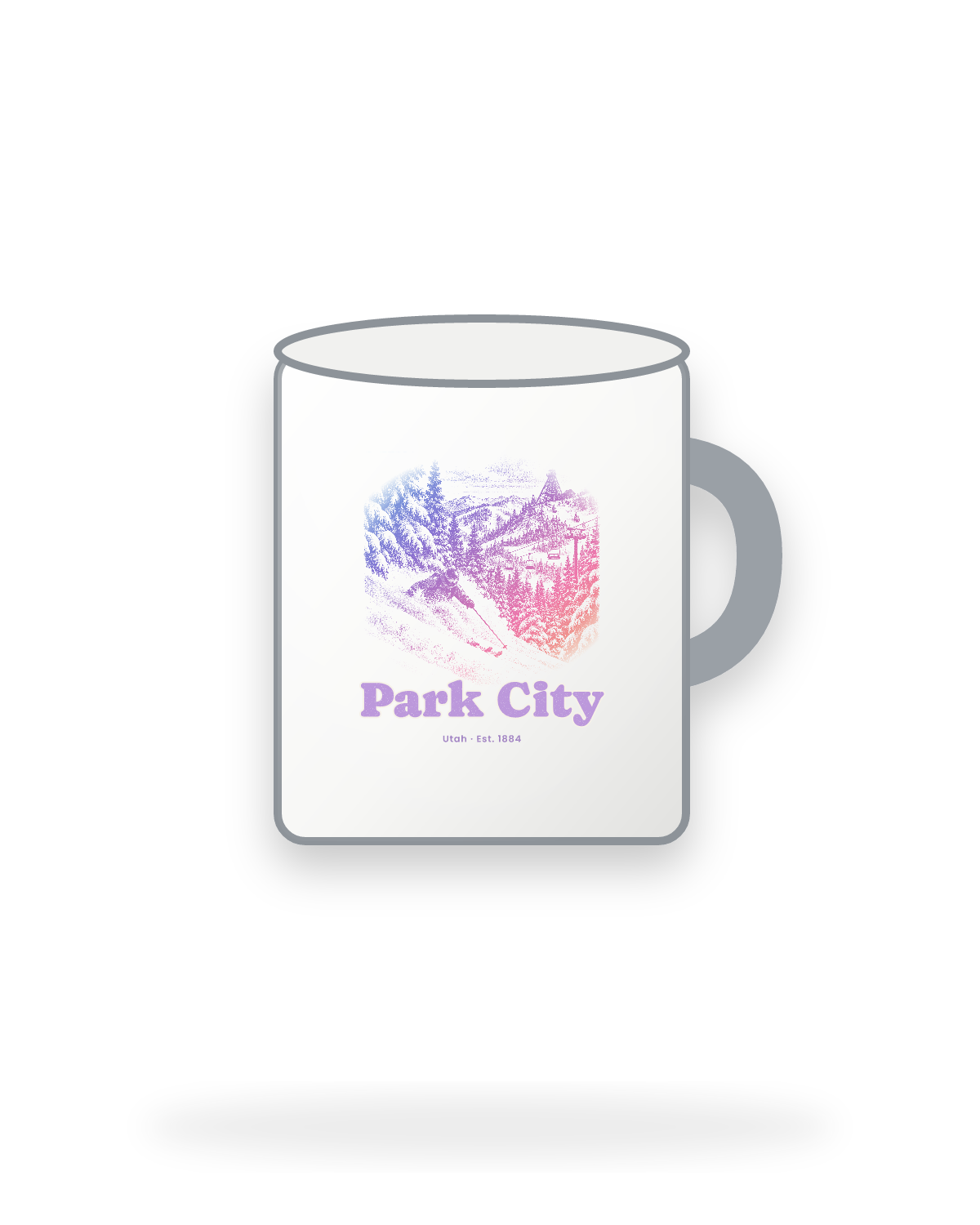 Park City Powder Day Enamel Camp Mug in White