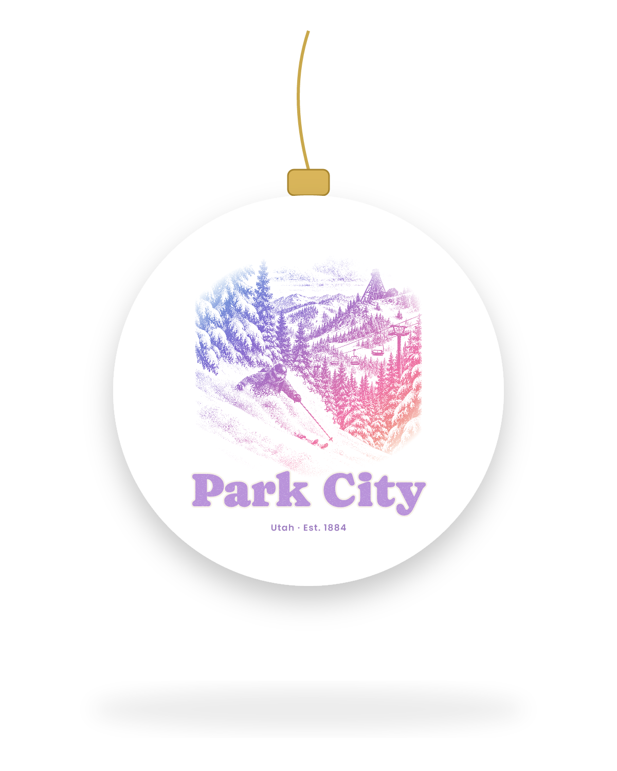 Park City Powder Day Ceramic Ornament in White