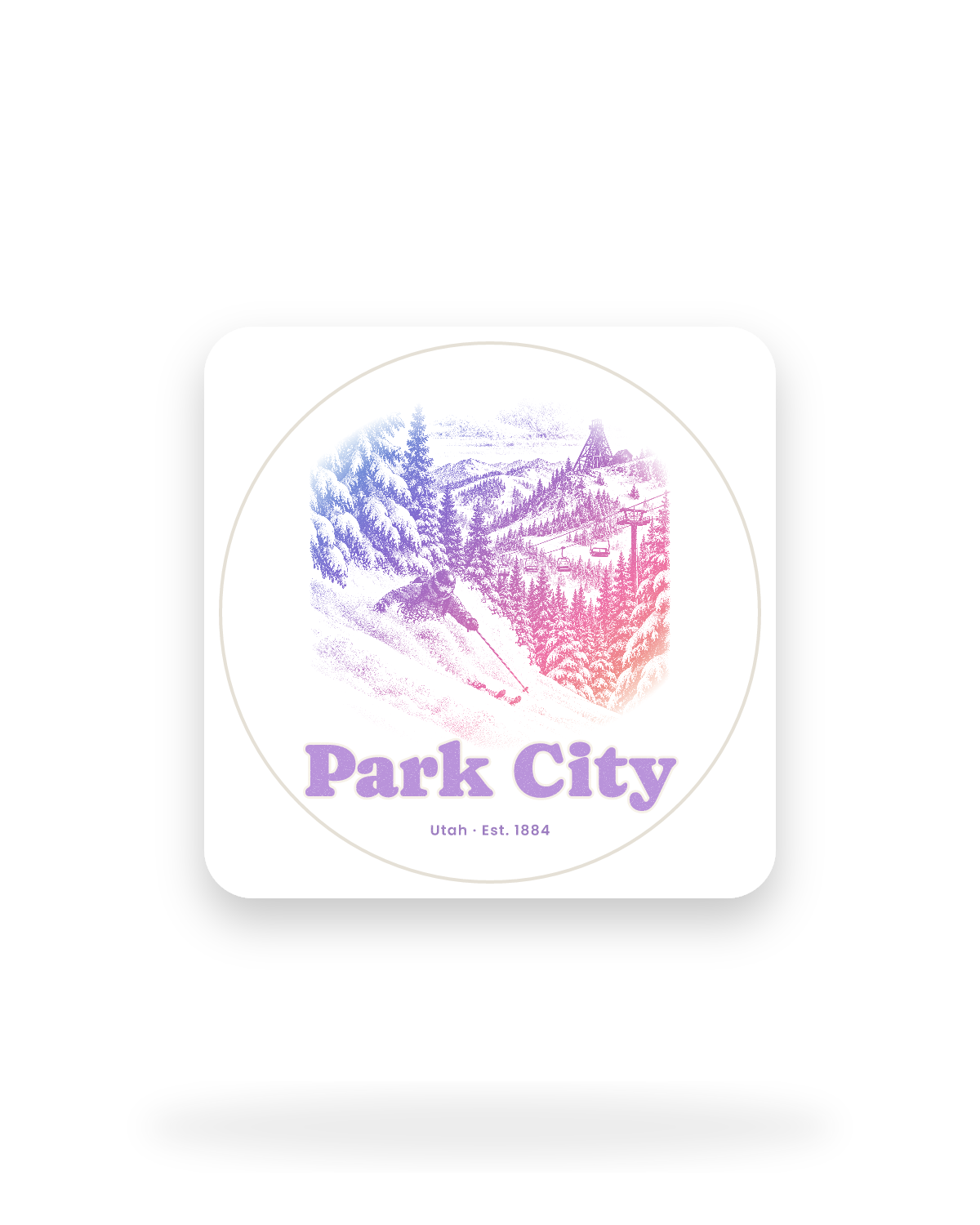 Park City Powder Day Kiss-Cut Sticker in White
