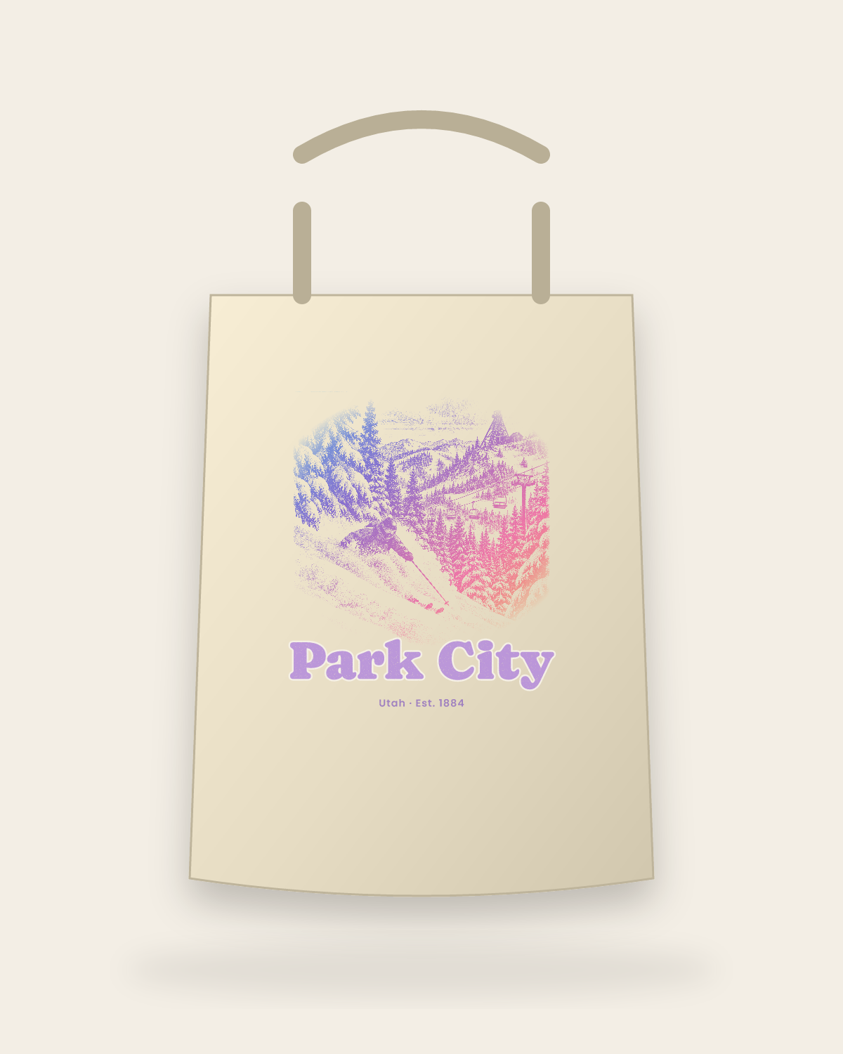 Park City Powder Day Canvas Tote in Beige