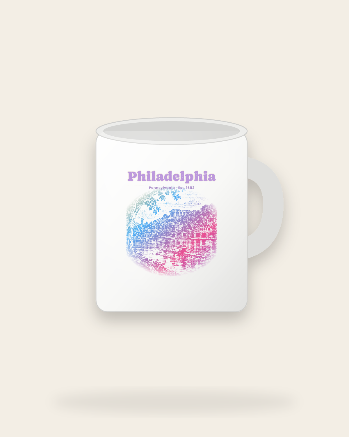 Philadelphia Boathouse Row Ceramic Mug 11oz in White