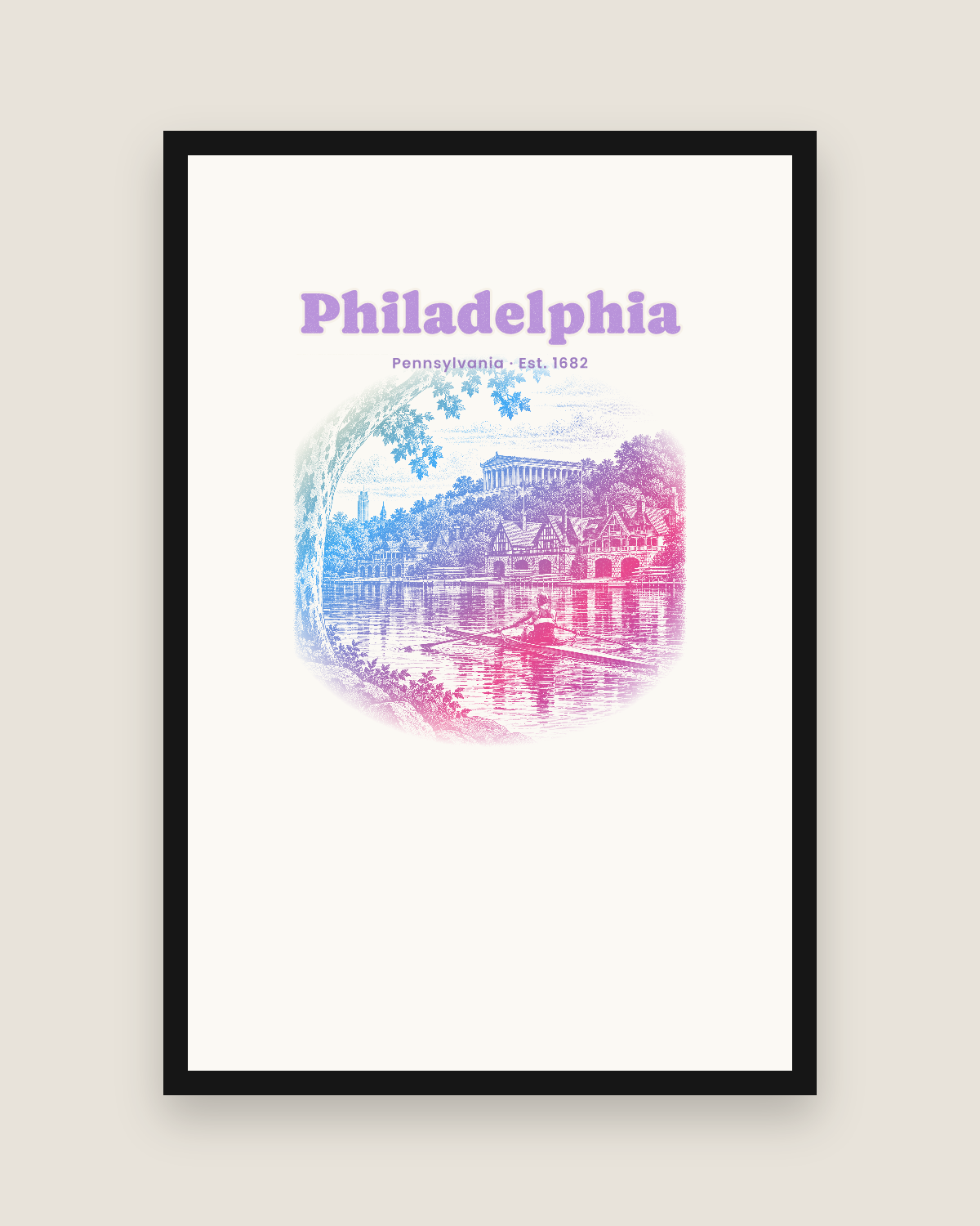 Philadelphia Boathouse Row Matte Poster in White