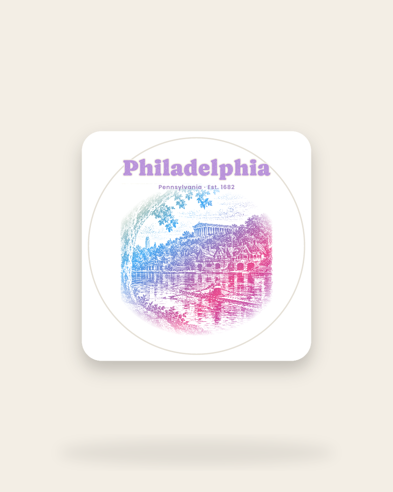 Philadelphia Boathouse Row Kiss-Cut Sticker