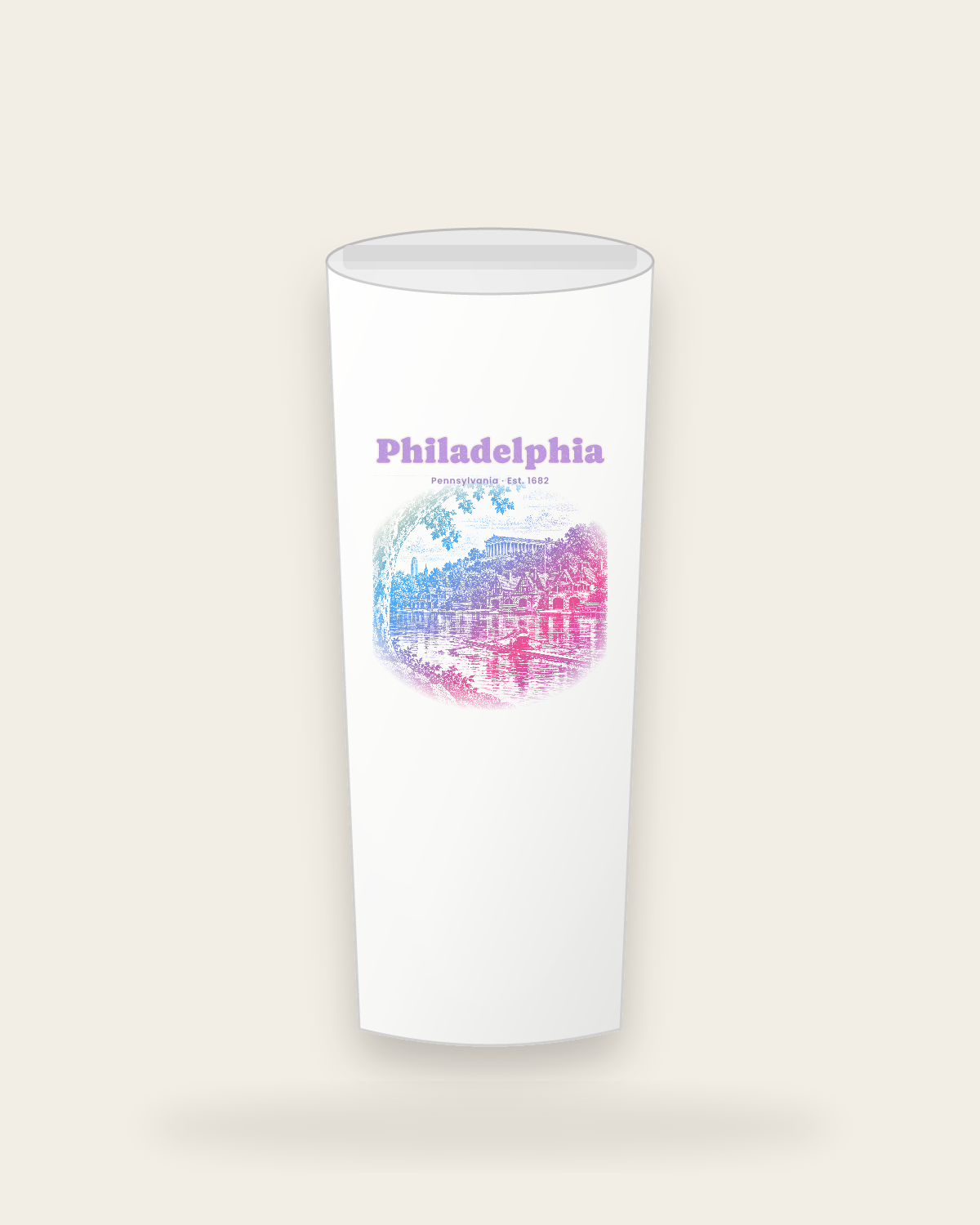 Philadelphia Boathouse Row Insulated Tumbler 20oz in White
