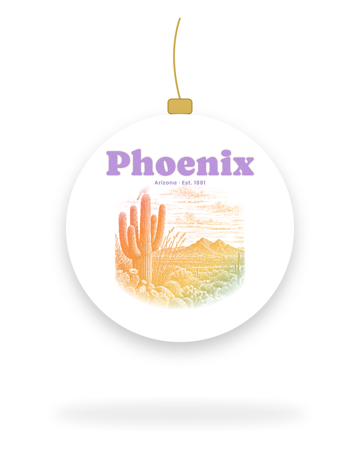 Phoenix Saguaro Sunset Ceramic Ornament in White