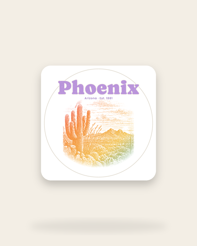 Phoenix Saguaro Sunset Kiss-Cut Sticker