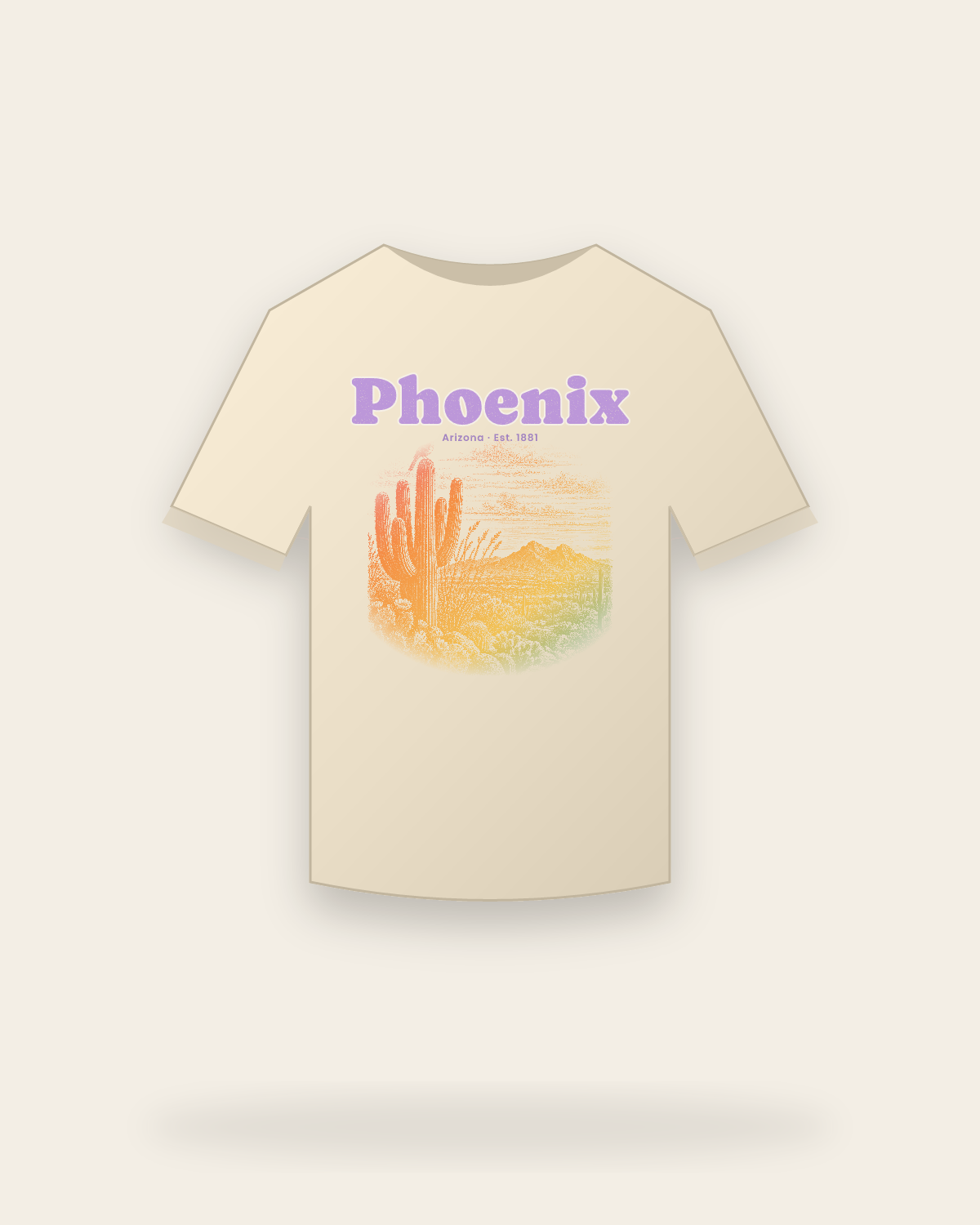 Phoenix, AZ Saguaro Sunset Classic Tee in Natural