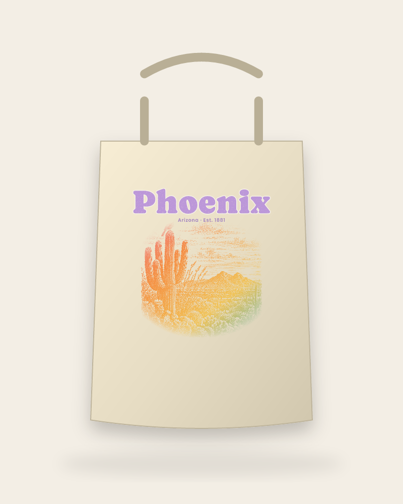 Phoenix Saguaro Sunset Canvas Tote