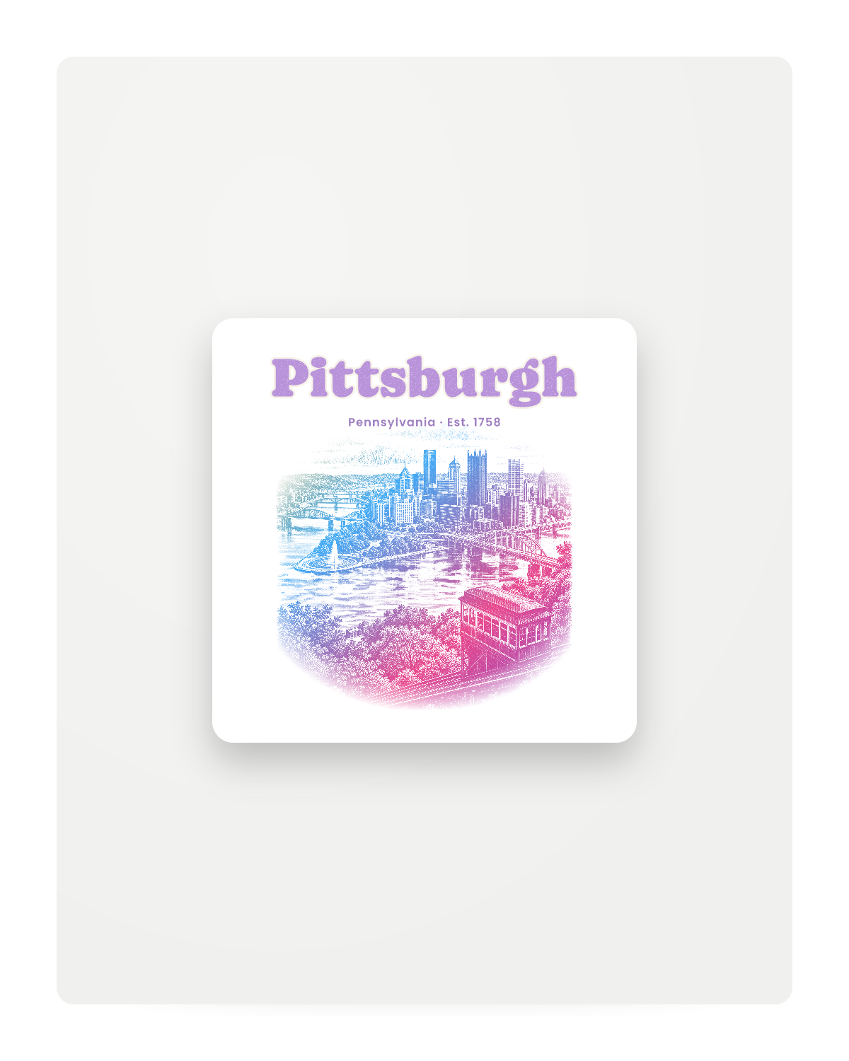 Pittsburgh Incline View Fridge Magnet in White