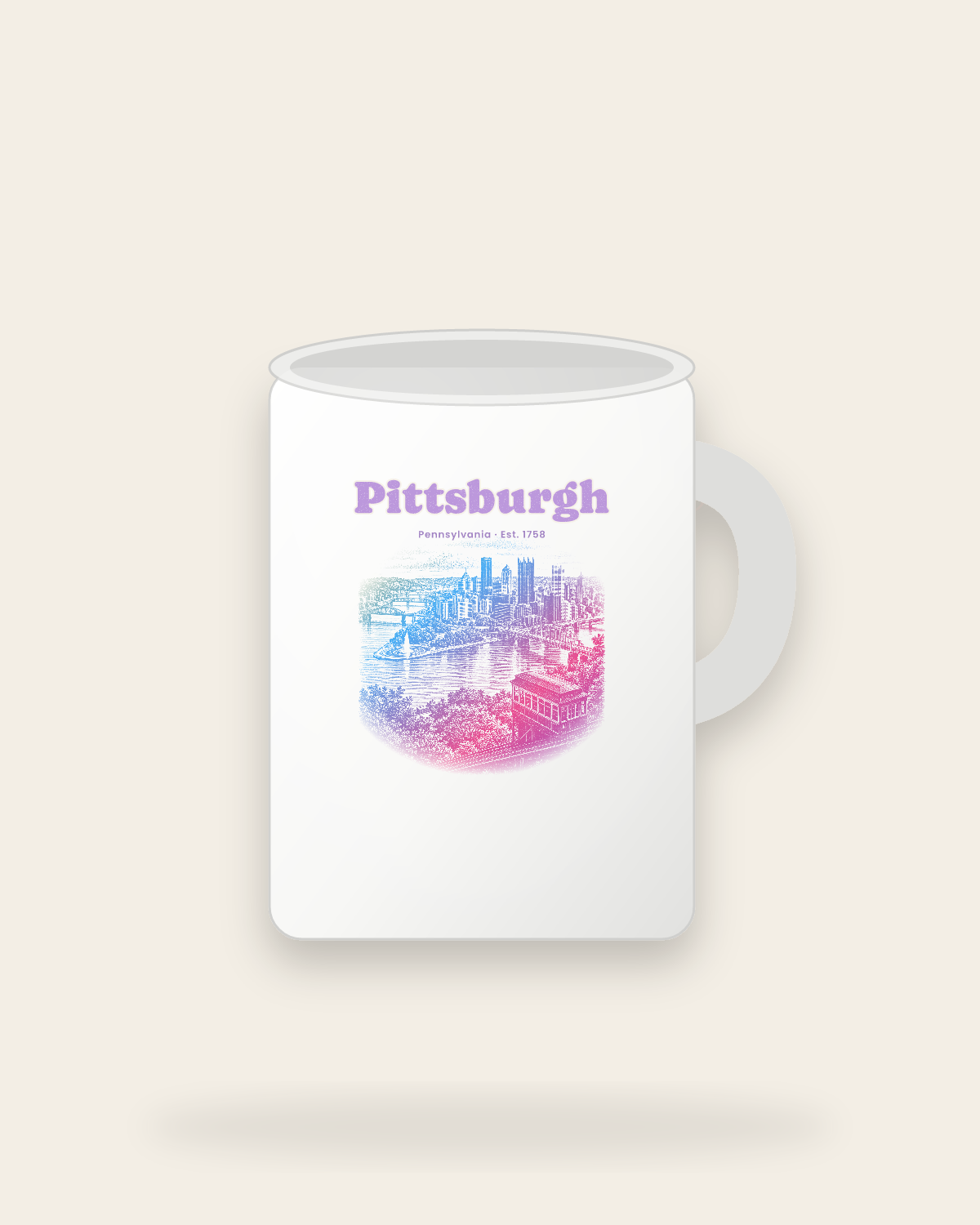 Pittsburgh Incline View Ceramic Mug 15oz in White