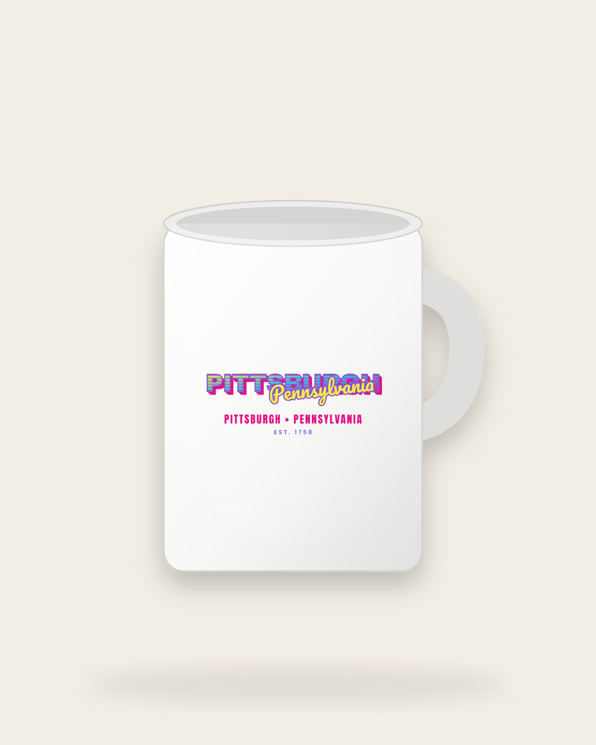 Pittsburgh Music TV Ceramic Mug 15oz in White