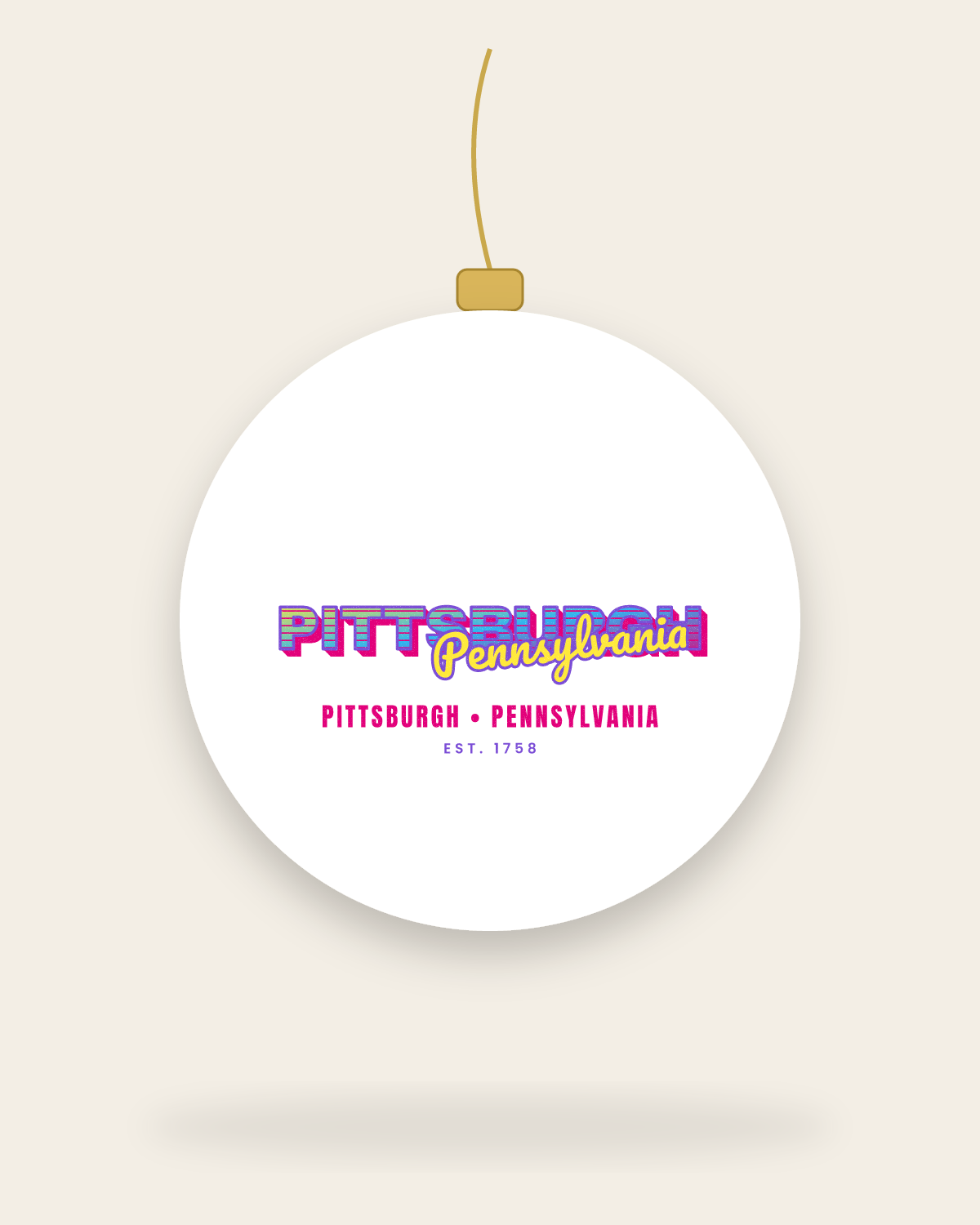 Pittsburgh Music TV Ceramic Ornament in White