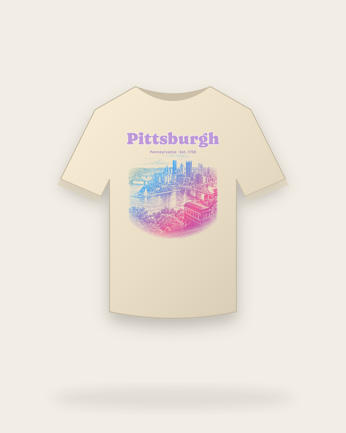 Pittsburgh, PA Incline View Classic Tee in Natural