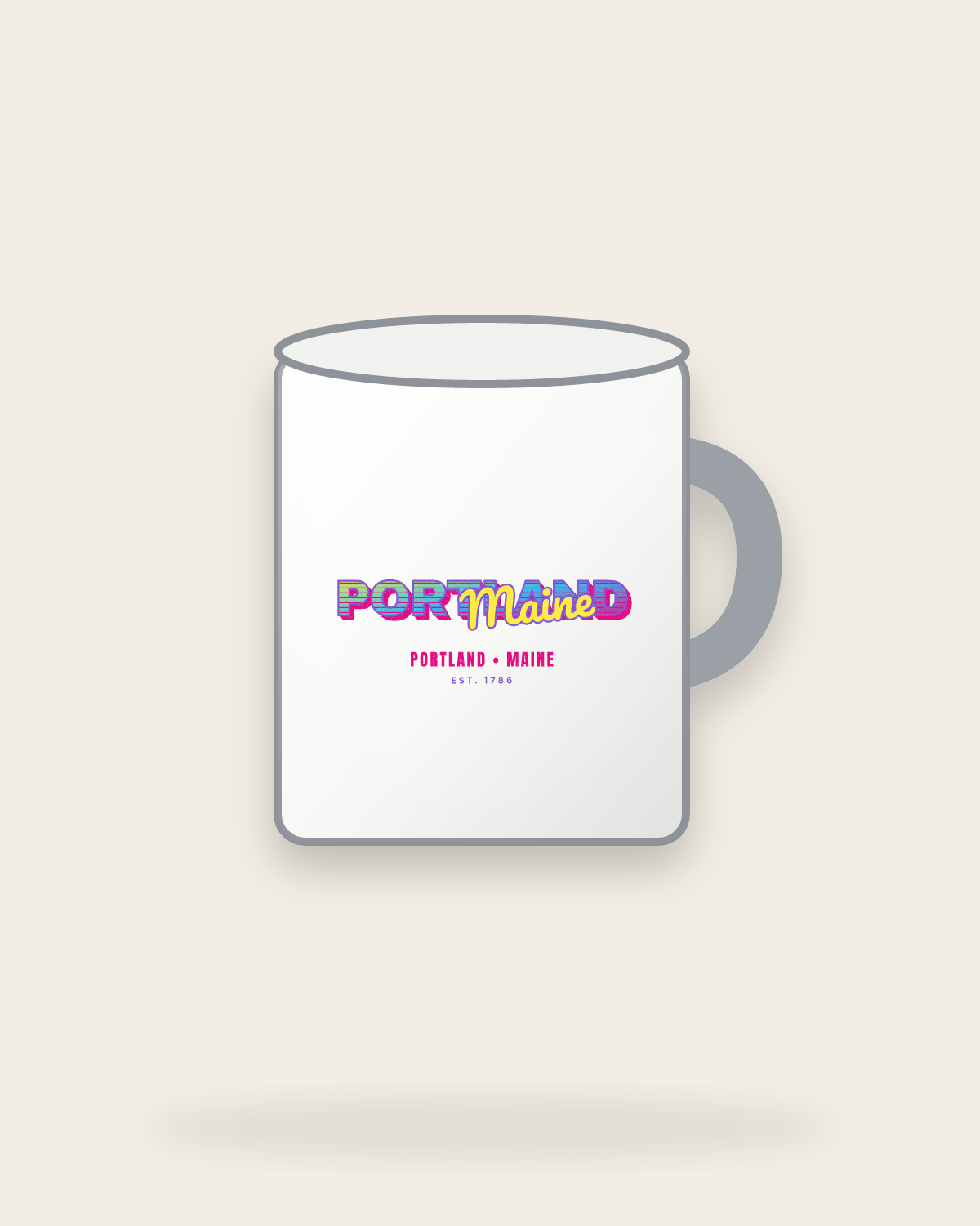 Portland Music TV Enamel Camp Mug in White