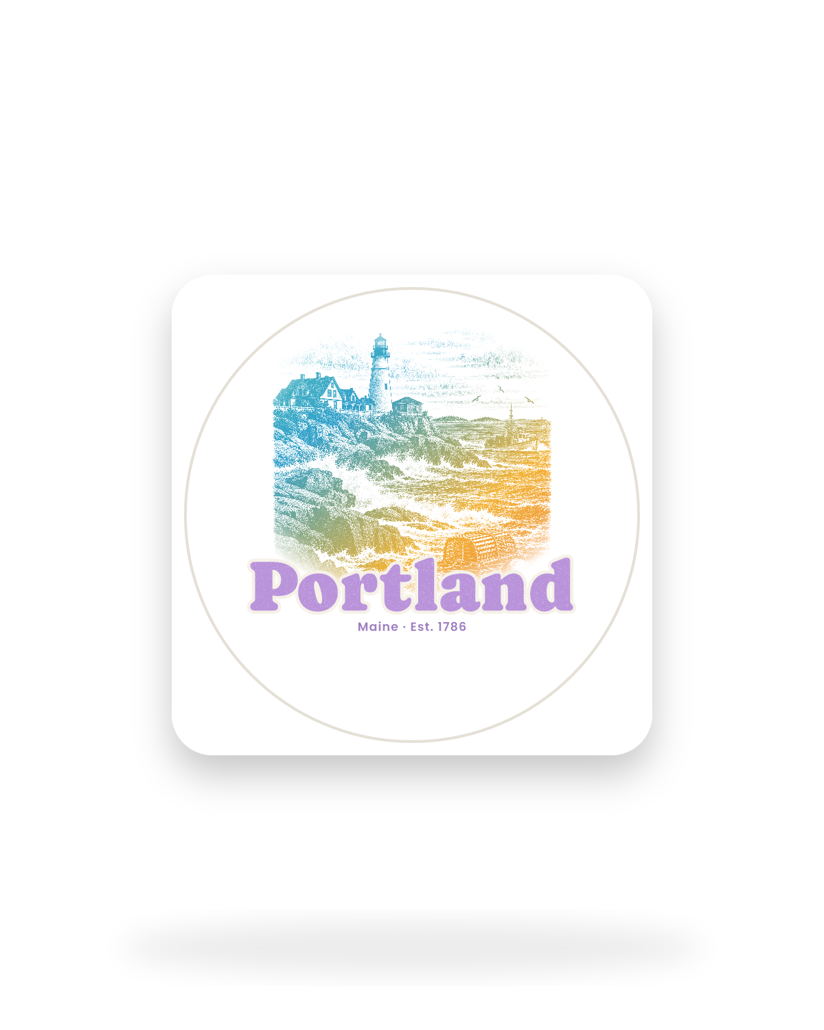 Portland Portland Head Light Kiss-Cut Sticker in White