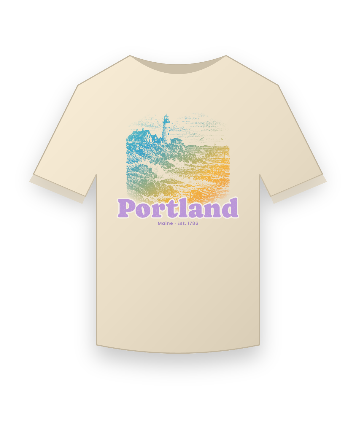 Portland Portland Head Light Organic Cotton Tee in Natural