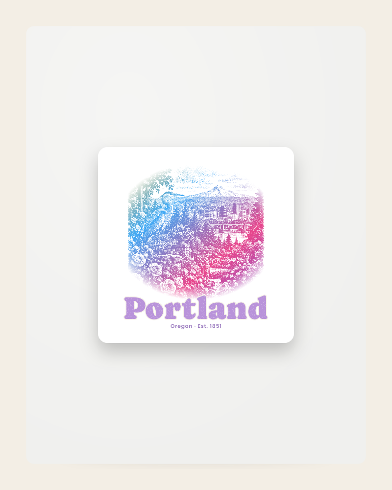 Portland Rose City Heron Fridge Magnet