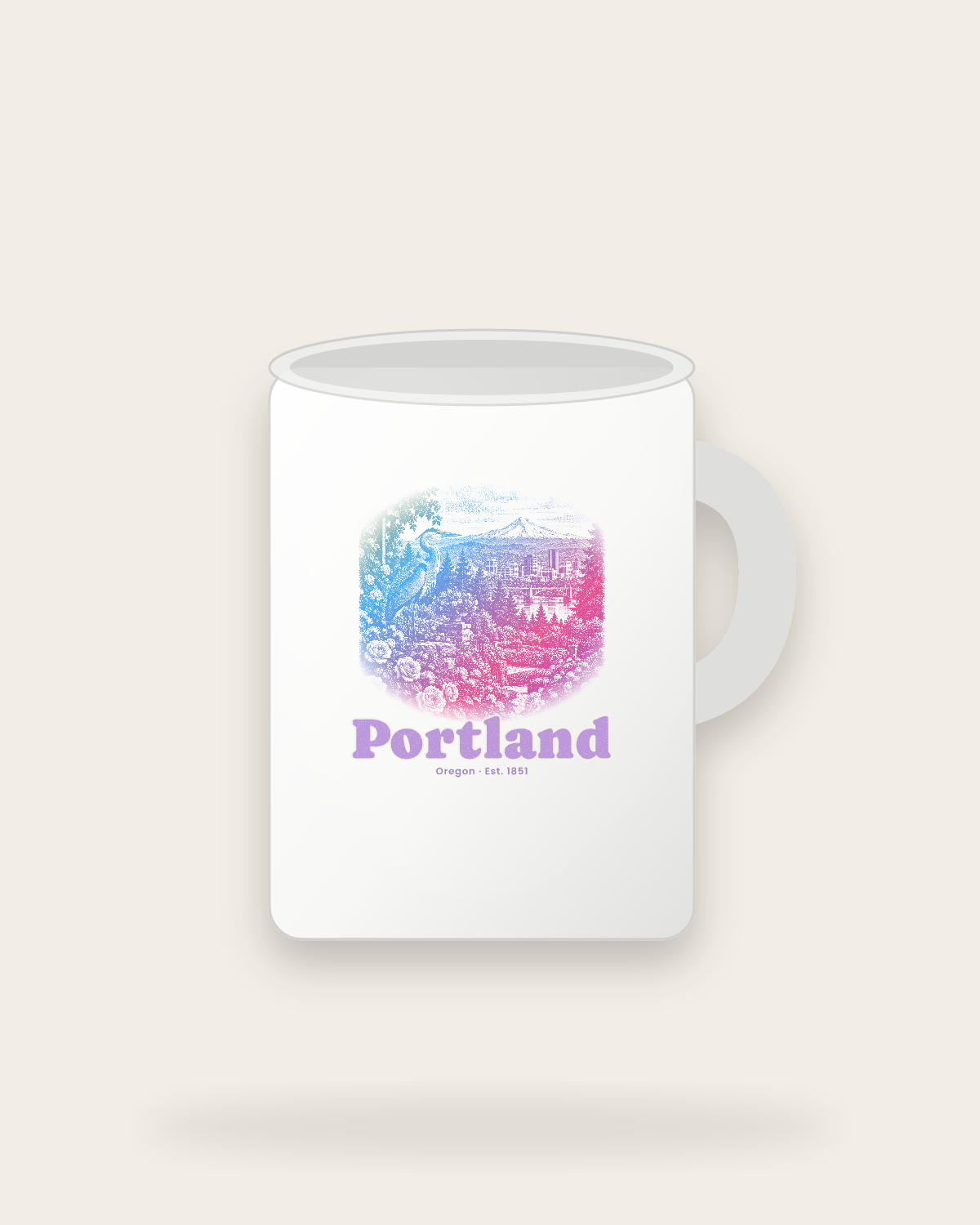 Portland Rose City Heron Ceramic Mug 15oz in White