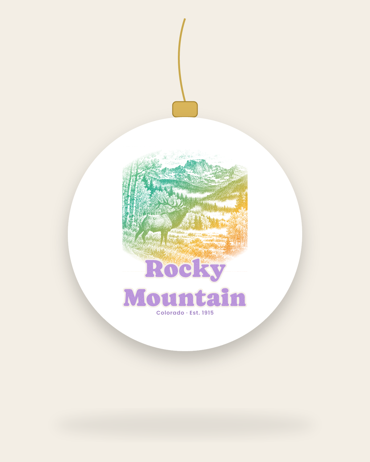 Rocky Mountain Bugling Elk Ceramic Ornament in White