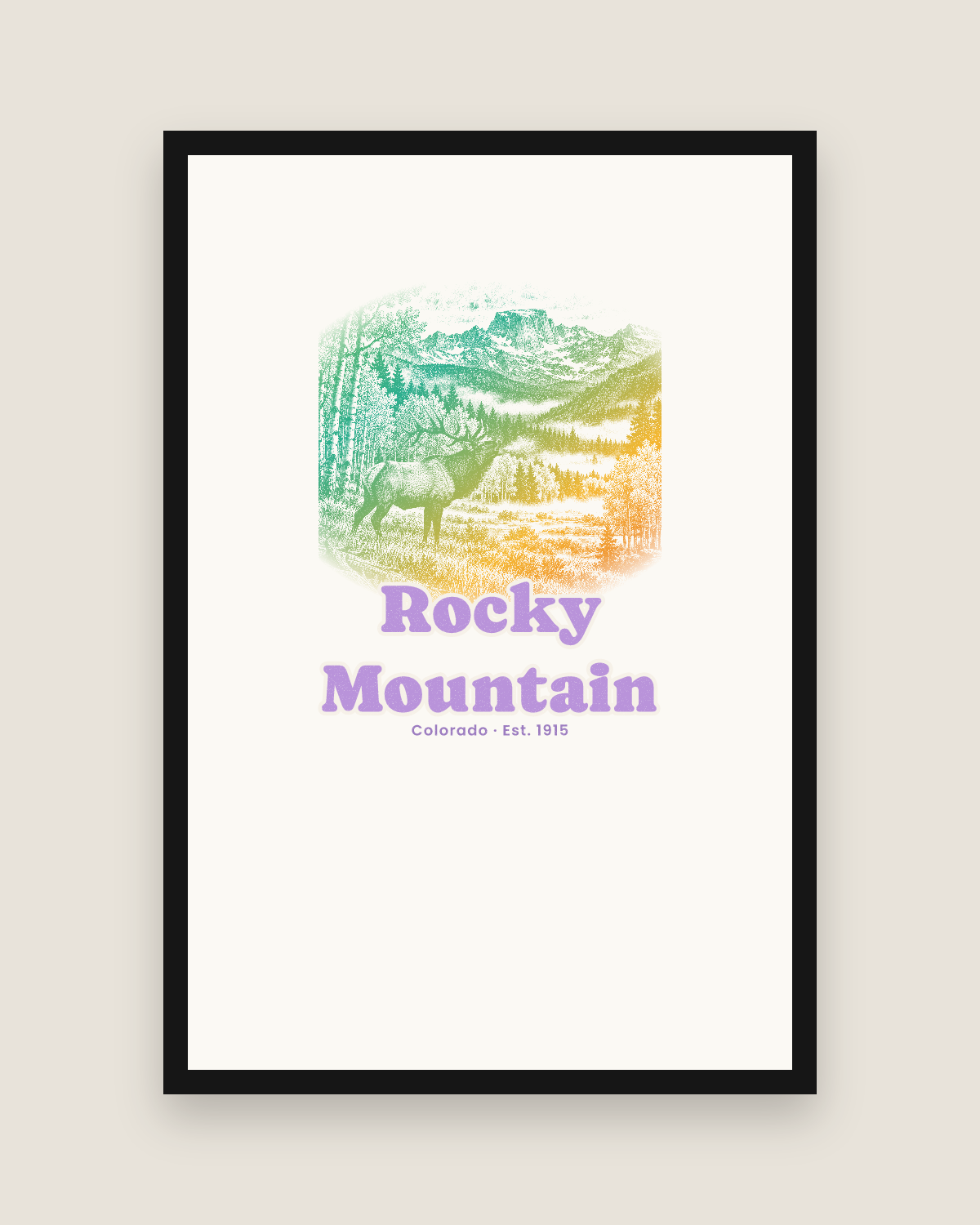 Rocky Mountain Bugling Elk Matte Poster in White