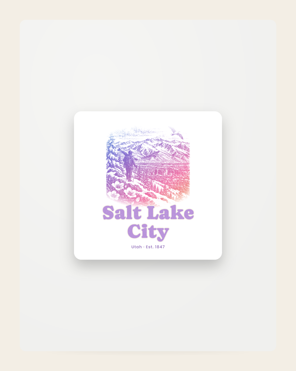 Salt Lake City Wasatch Winter Fridge Magnet in White