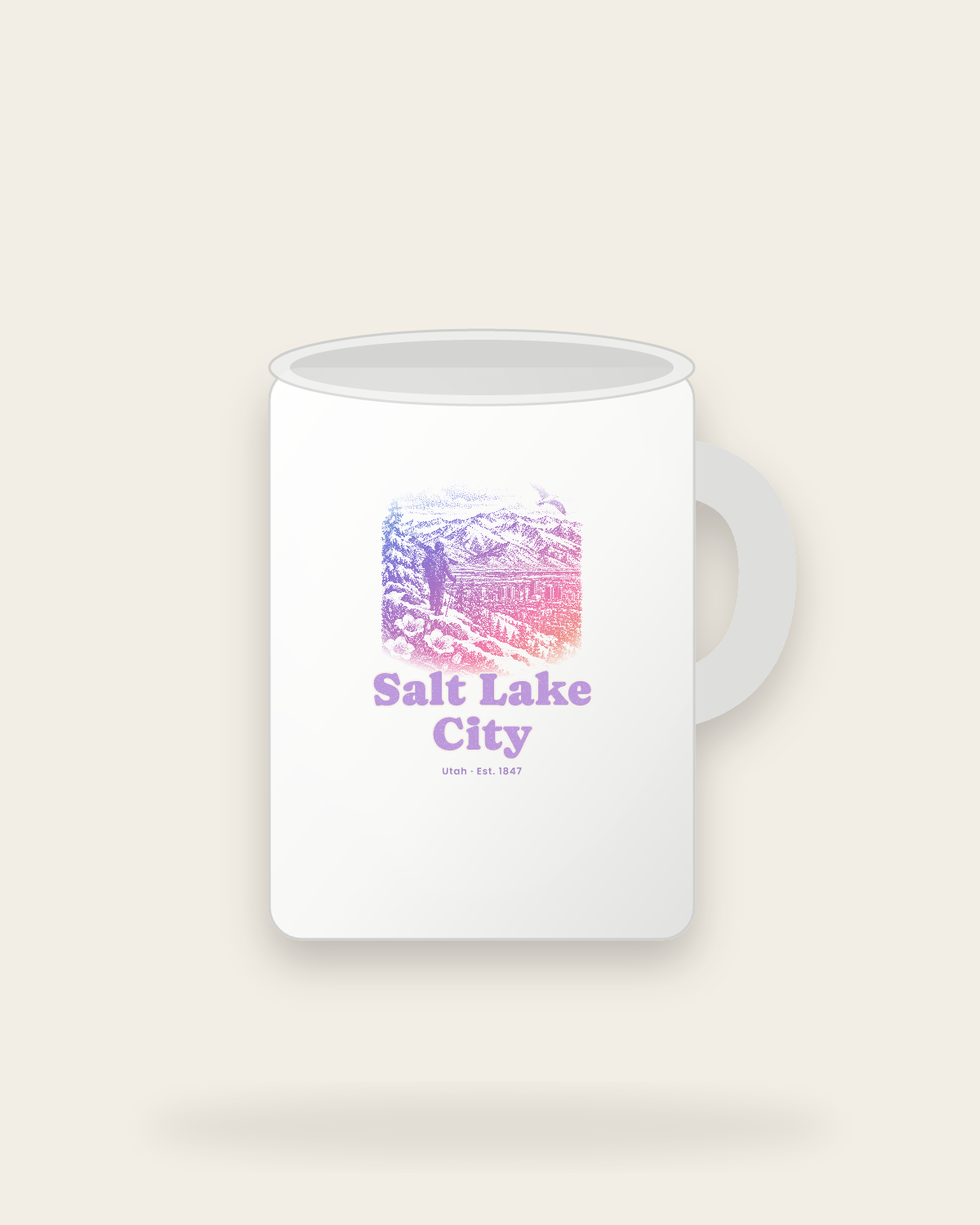 Salt Lake City Wasatch Winter Ceramic Mug 15oz in White