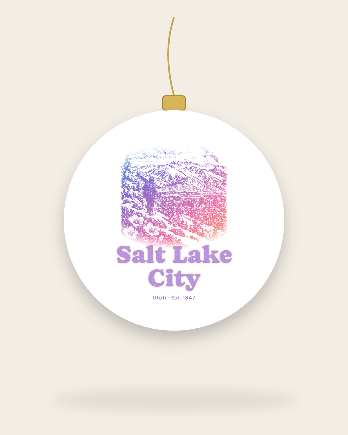 Salt Lake City Wasatch Winter Ceramic Ornament in White