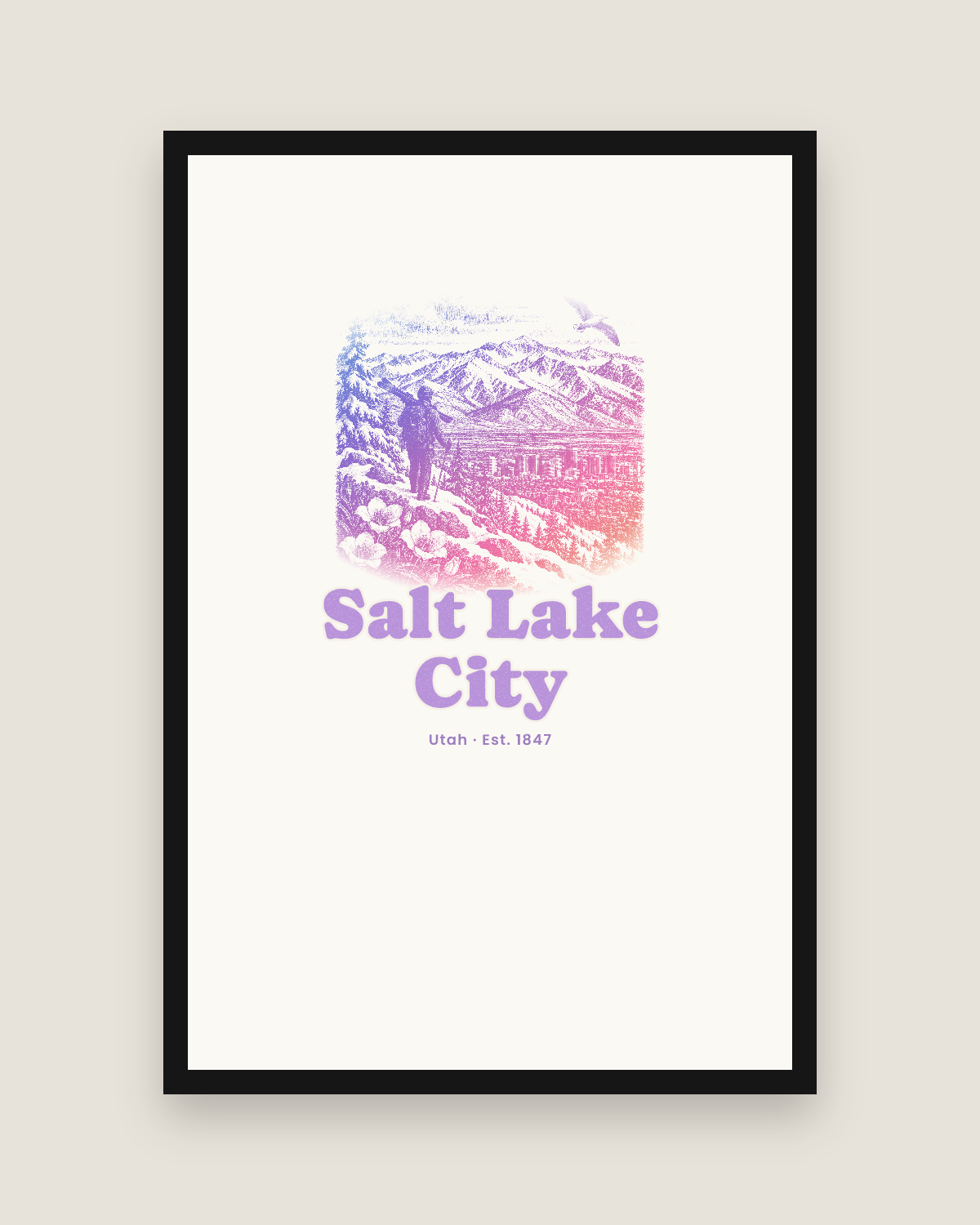 Salt Lake City Wasatch Winter Matte Poster in White