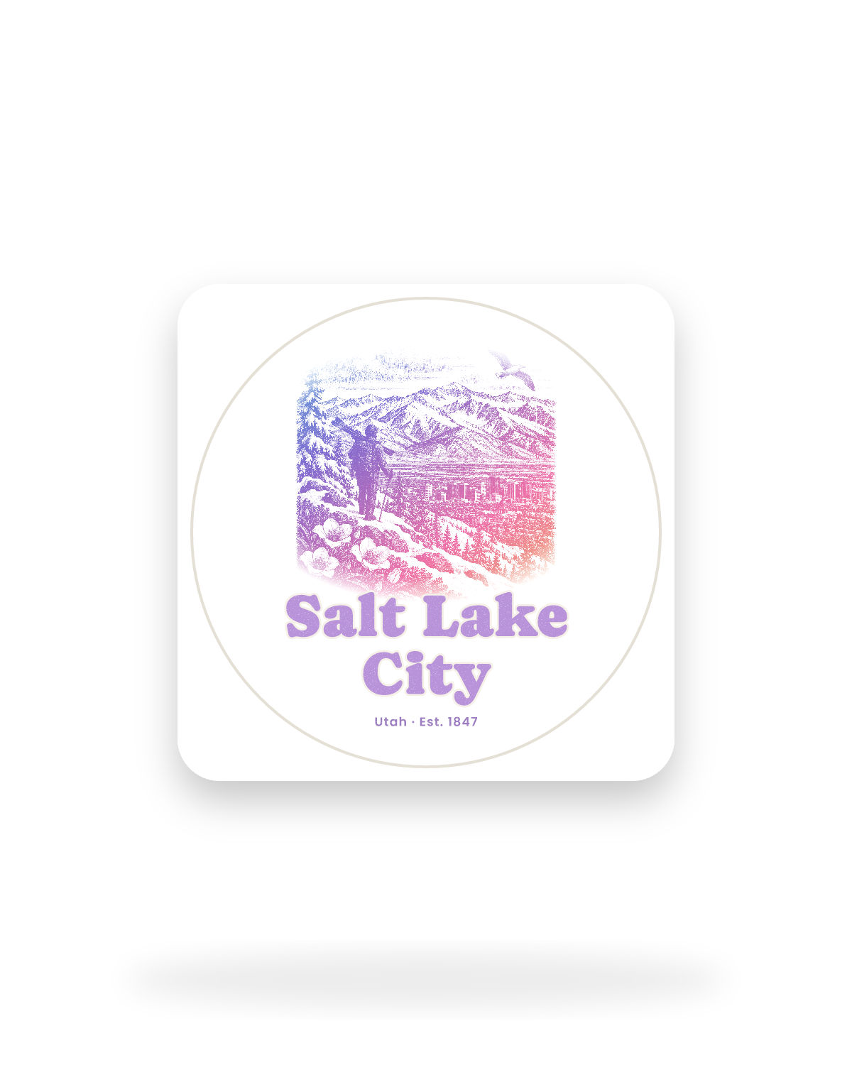 Salt Lake City Wasatch Winter Kiss-Cut Sticker in White