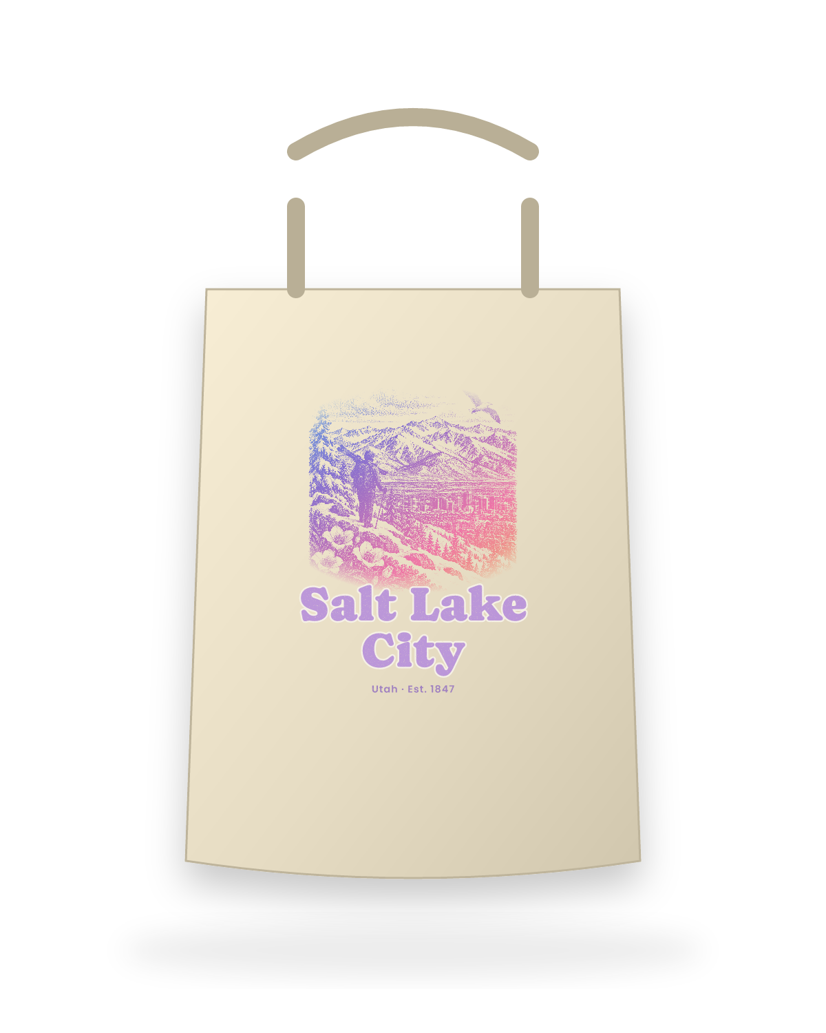 Salt Lake City Wasatch Winter Canvas Tote in Beige