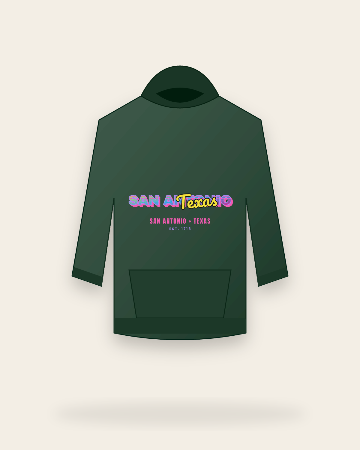 San Antonio Music TV Hooded Sweatshirt in Forest Green
