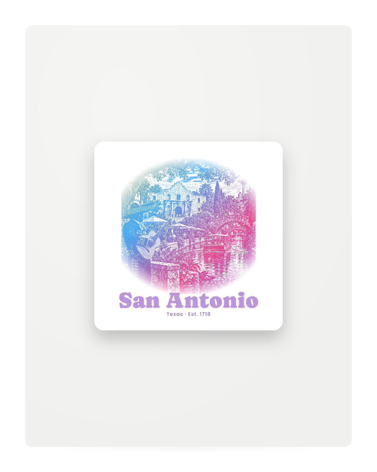 San Antonio Mission & River Walk Fridge Magnet in White