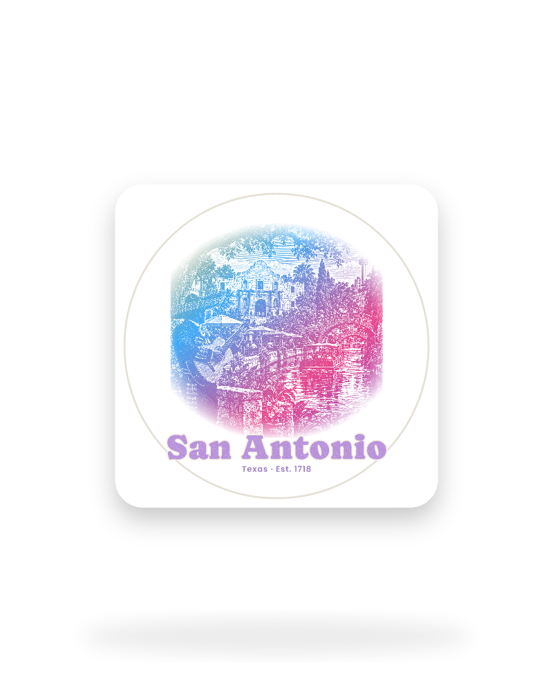 San Antonio Mission & River Walk Kiss-Cut Sticker