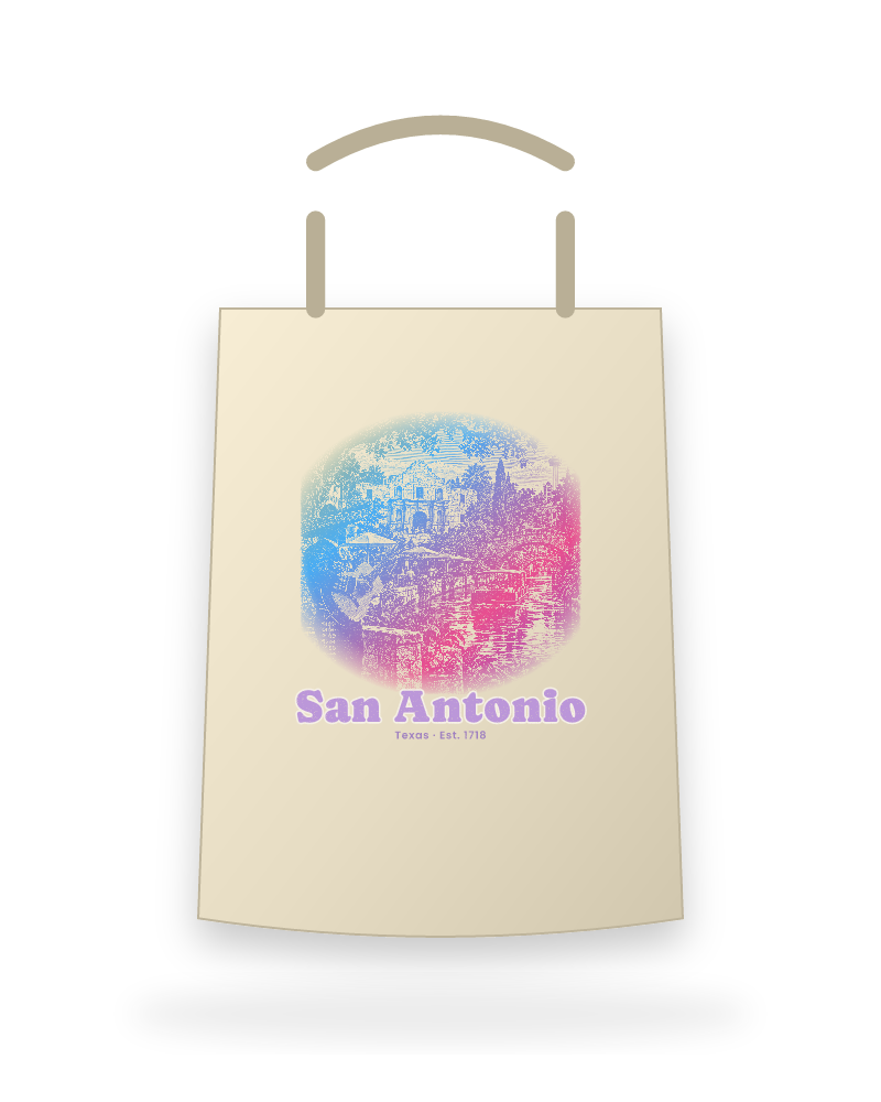 San Antonio Mission & River Walk Canvas Tote