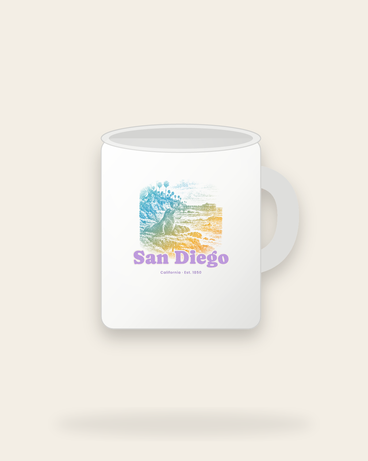 San Diego La Jolla Cove Ceramic Mug 11oz in White