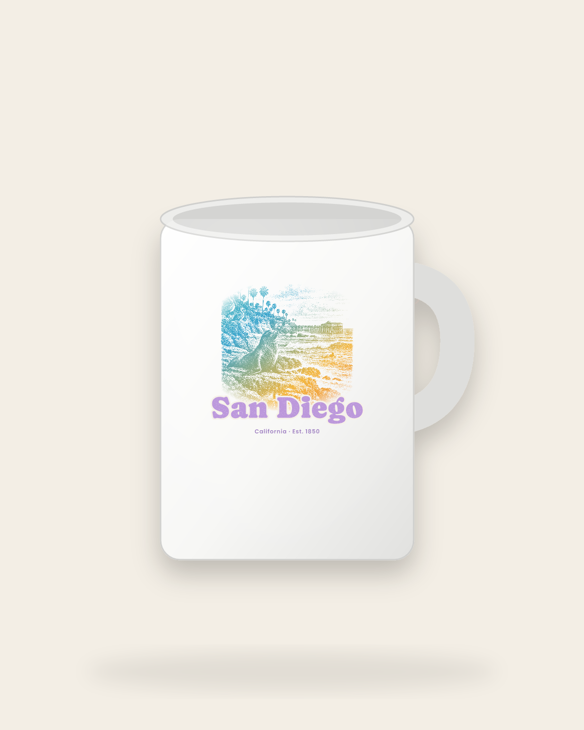 San Diego La Jolla Cove Ceramic Mug 15oz in White