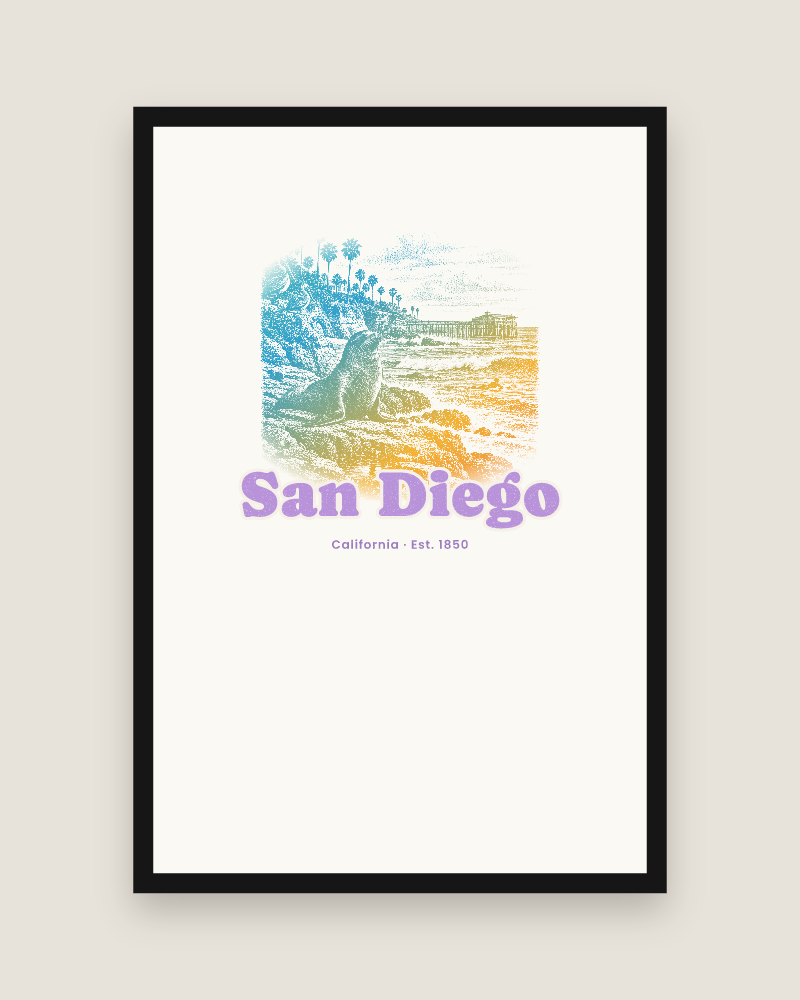 San Diego La Jolla Cove Matte Poster
