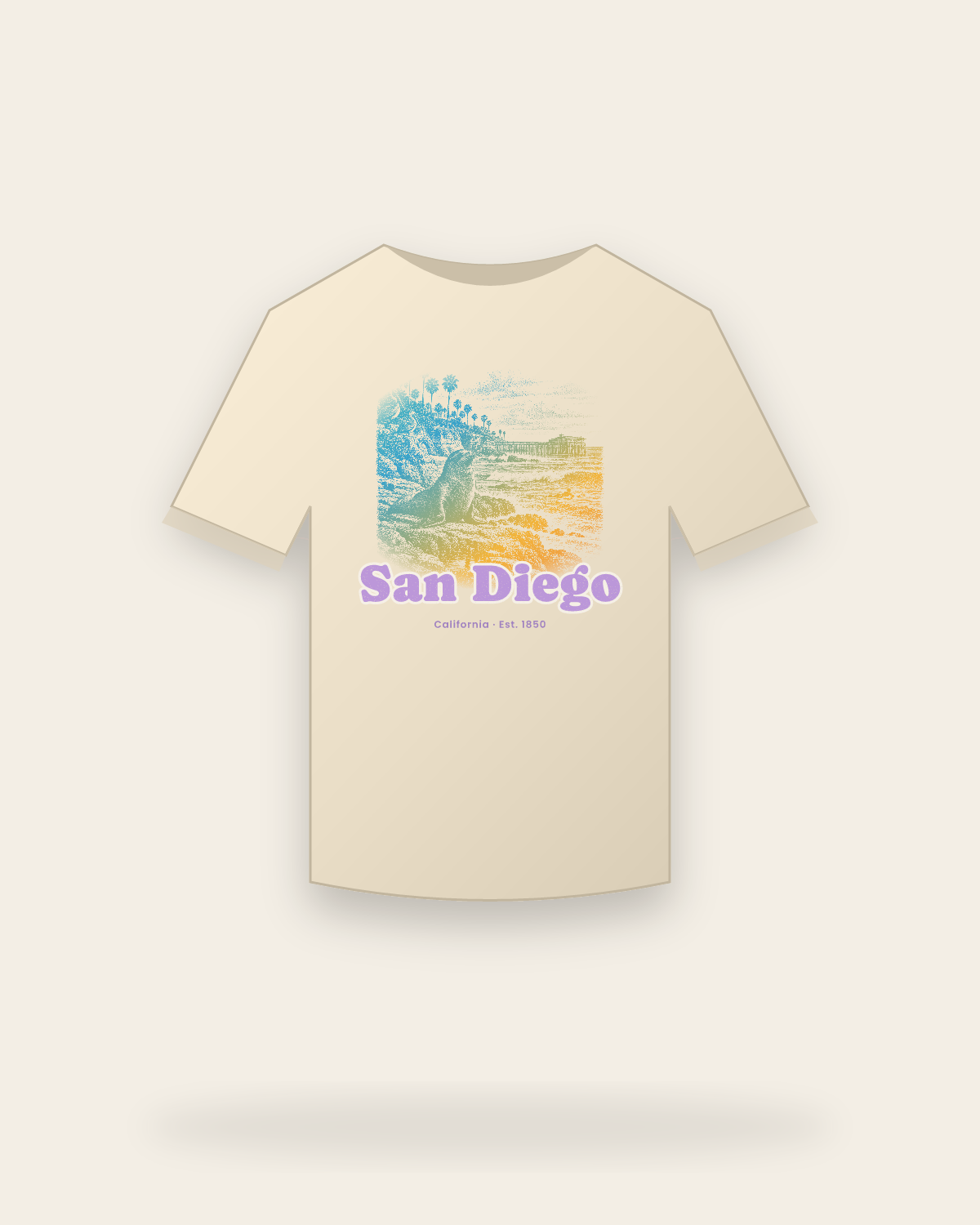San Diego, CA La Jolla Cove Classic Tee in Natural