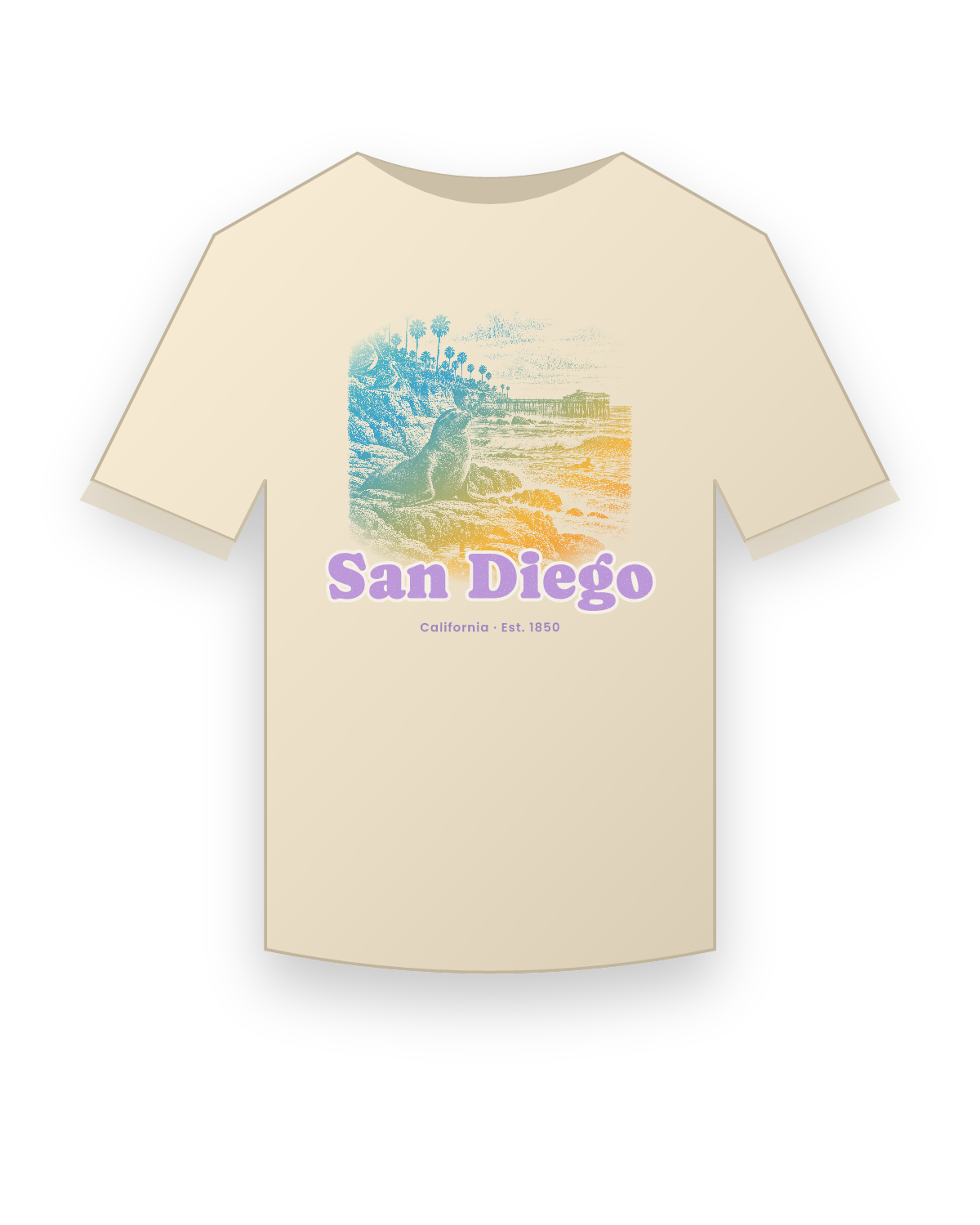 San Diego La Jolla Cove Classic Tee in Natural