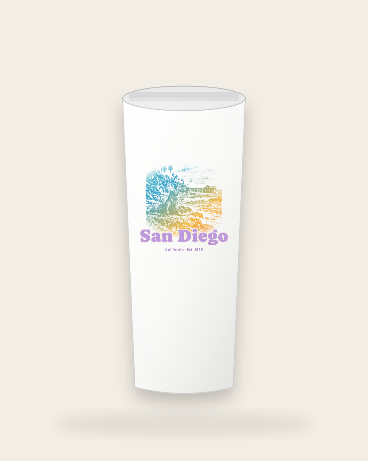 San Diego La Jolla Cove Insulated Tumbler 20oz in White