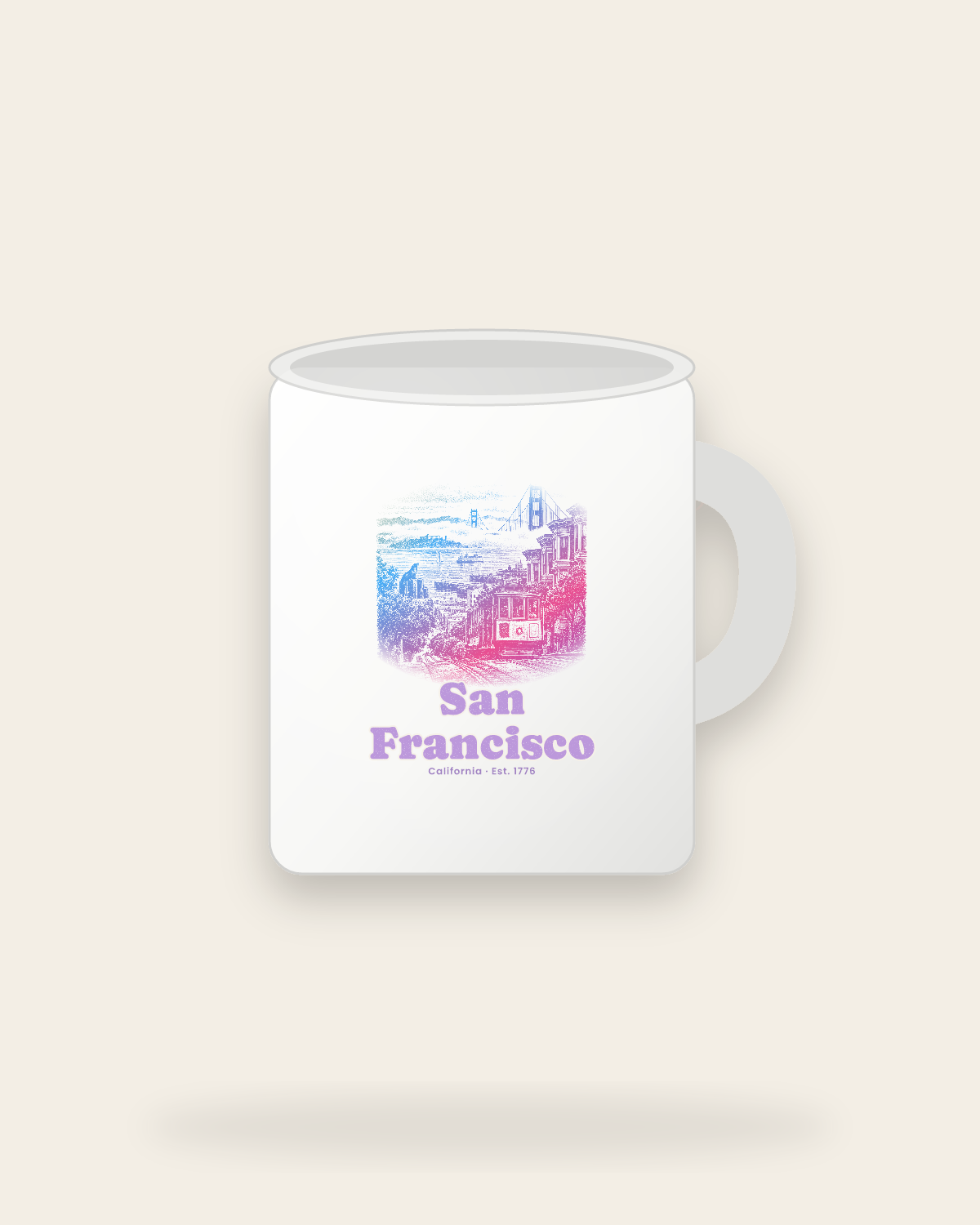San Francisco Cable Car Hill Ceramic Mug 11oz in White