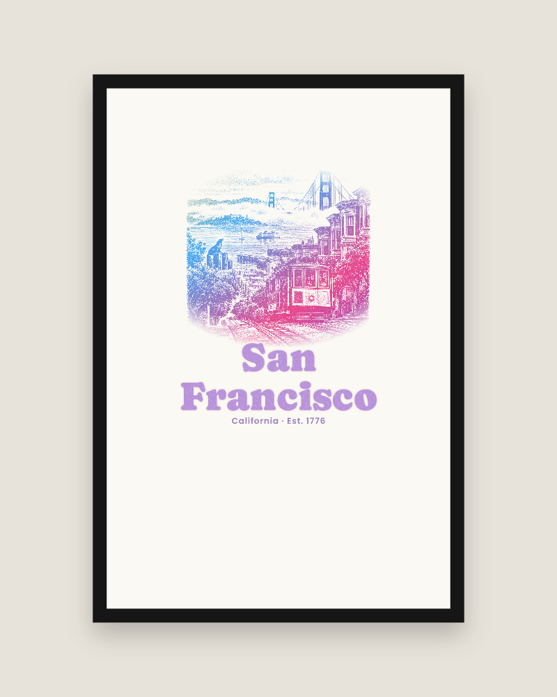 San Francisco Cable Car Hill Matte Poster