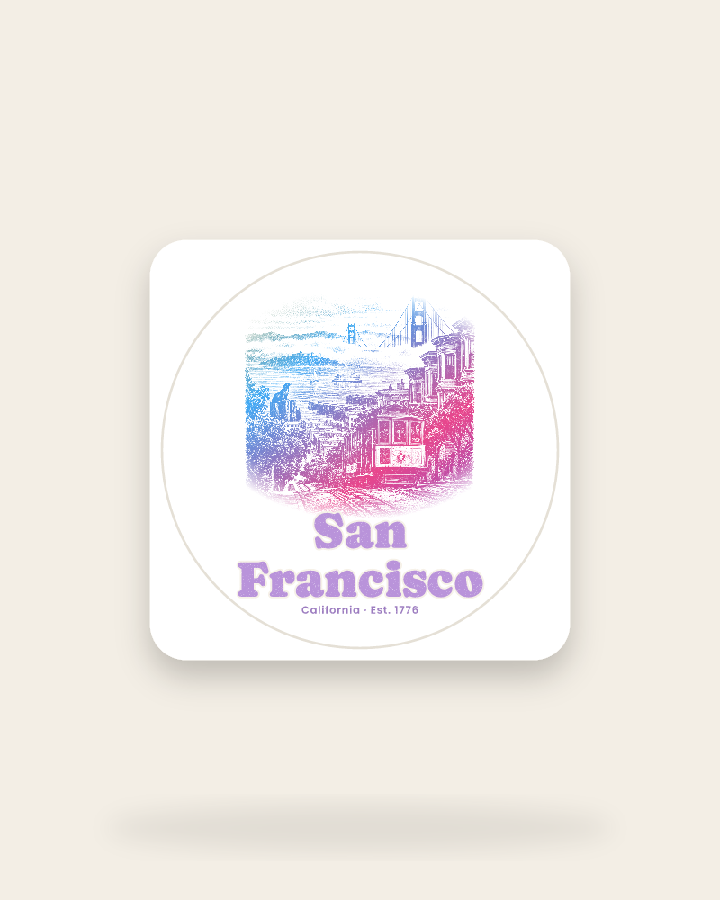 San Francisco Cable Car Hill Kiss-Cut Sticker