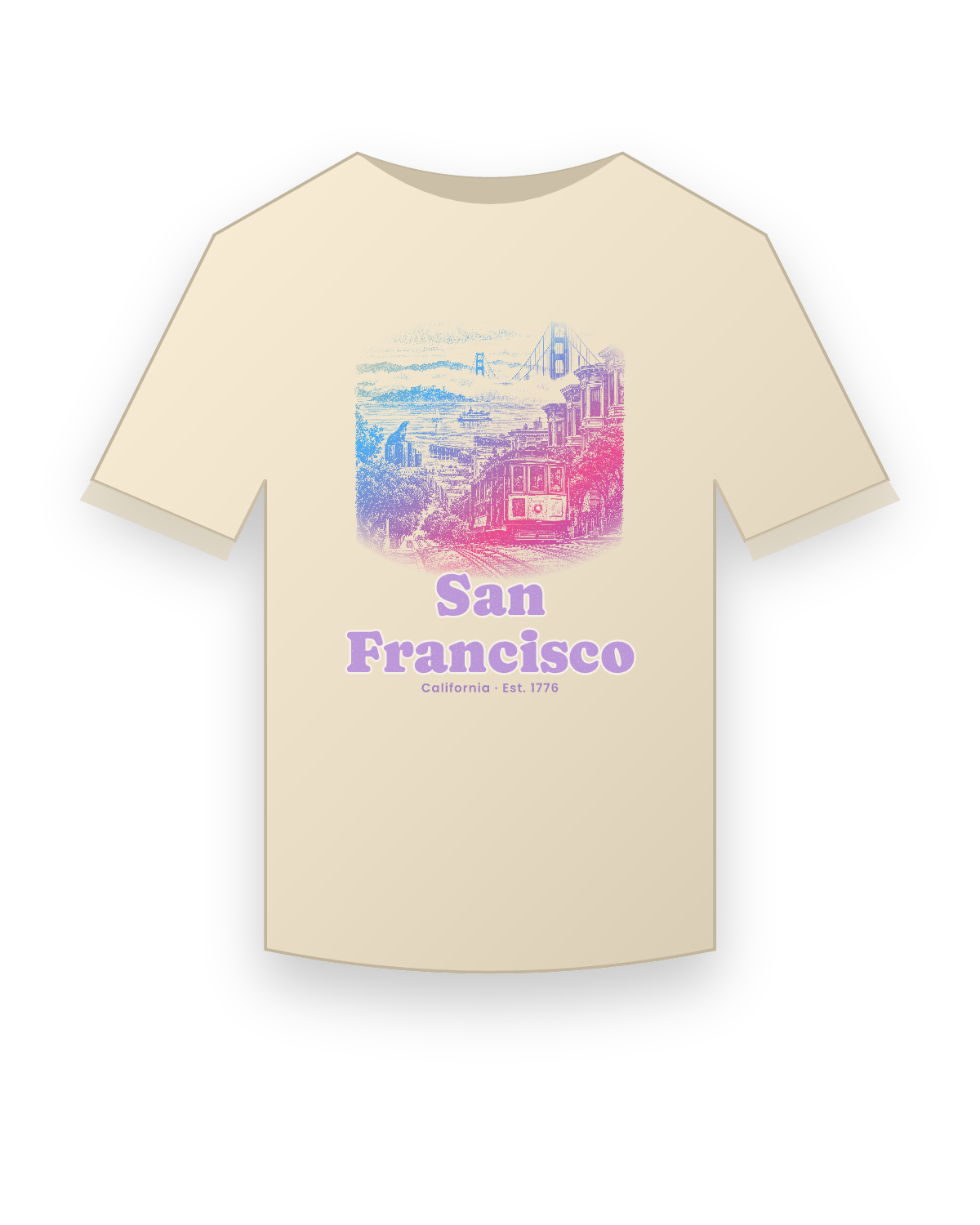 San Francisco Cable Car Hill Classic Tee in Natural