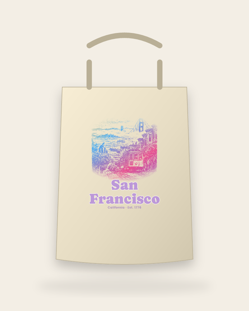 San Francisco Cable Car Hill Canvas Tote